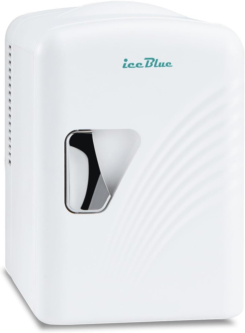 Iceblue Mini Fridge, Retro 4 Liter /6 Cans Tiny Fridge, AC Plug & 12V Car Charger Small Refrigerator, Compact & Portable 4A Cooling Mini Refrigerator for Bedroom, Car, Office, Dorm, Gift (White) - Image 1
